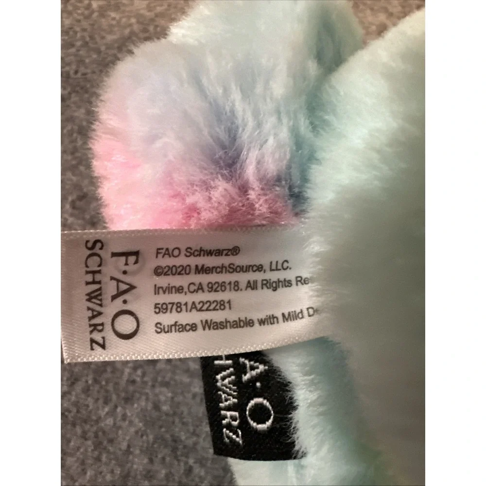 FAO Schwarz Rabbit Plush Pastel Tail Easter Bunny Mint Green Blue Glitter Ear 8